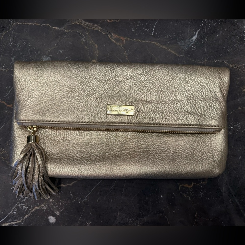 Lilly Pulitzer Gold Tassel Envelope Clutch